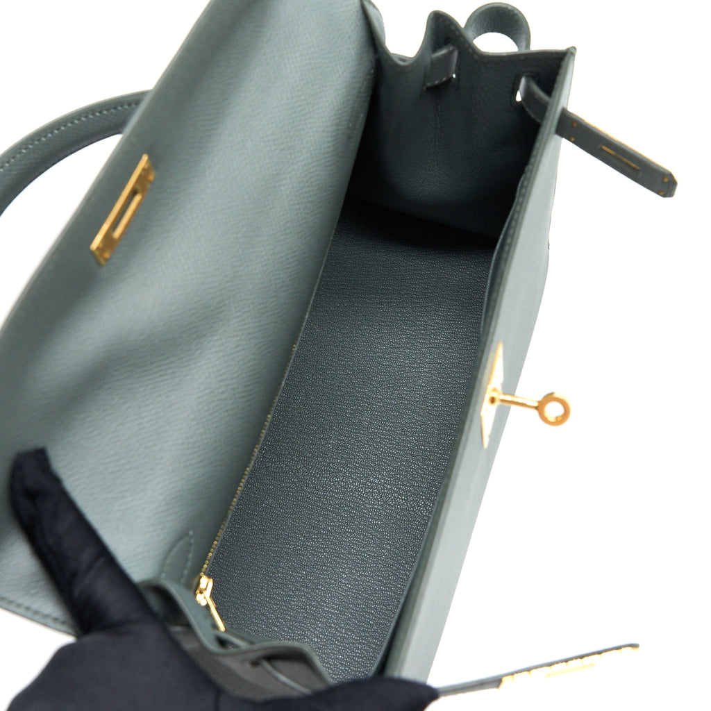 HERMES KELLY 28 EPSOM VERT AMANDE GHW