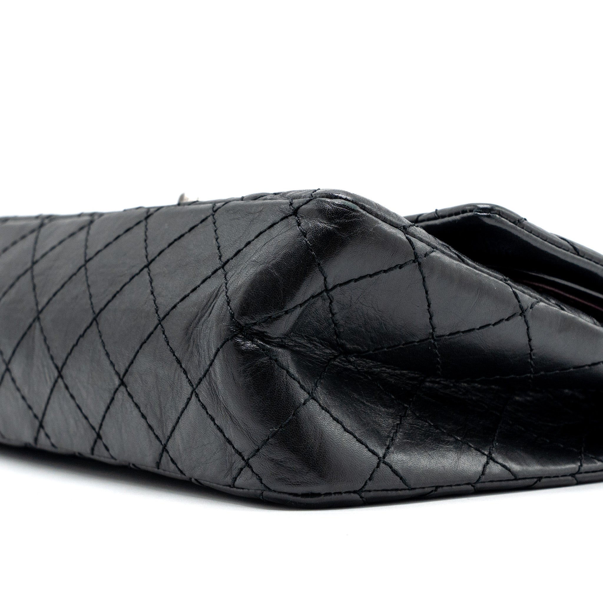 CHANEL SMALL 2.55 REISSUE FLAP BAG AGED CALFSKIN BLACK RUTHENIUM HARDWARE
