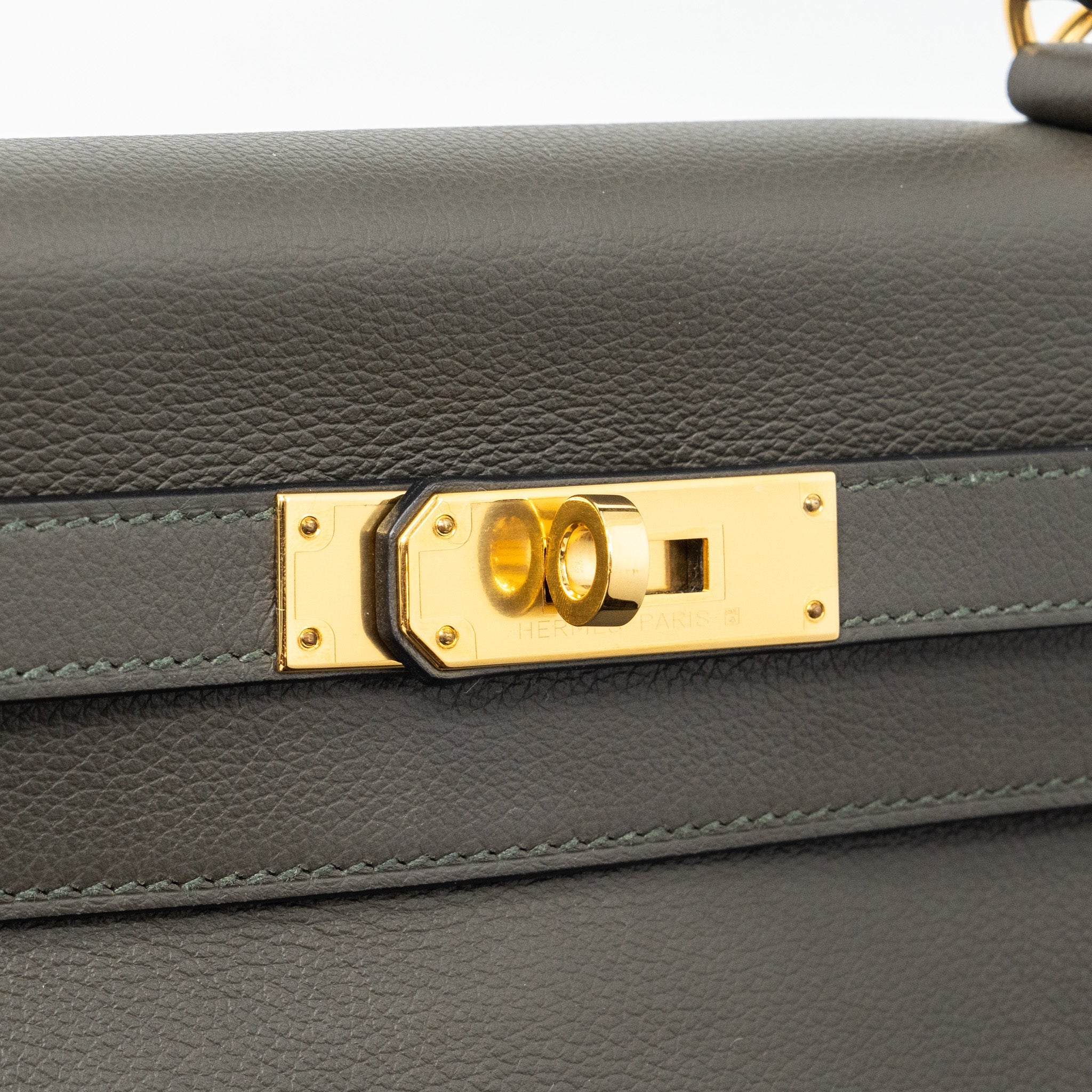 HERMES KELLY 28 EVERCOLOR VERT DE GRIS GHW