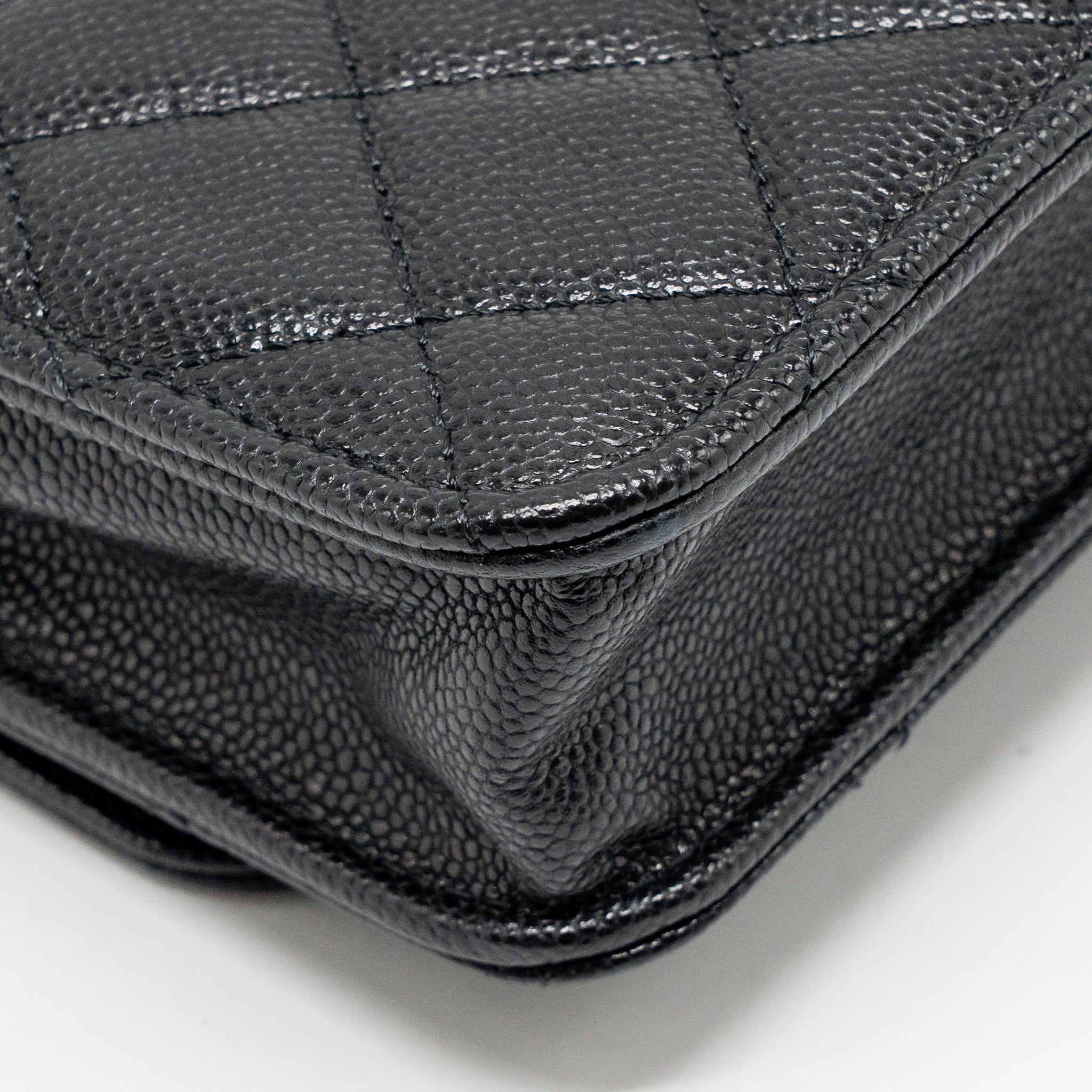 CHANEL QUILTED CC CLUTCH ON CHAIN CAVIAR BLACK LGHW (MICROCHIP)