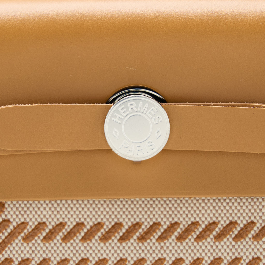 HERMES HERBAG ZIP 31 TOILE EN RELIEF CANVAS/LEATHER BRIDES SABLE/ECRU BEIGE/NAT SABLE SHW