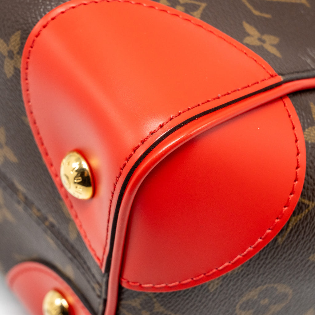 LOUIS VUITTON PHENIX TOP HANDLE SHOULDER BAG MONOGRAM CANVAS RED GHW