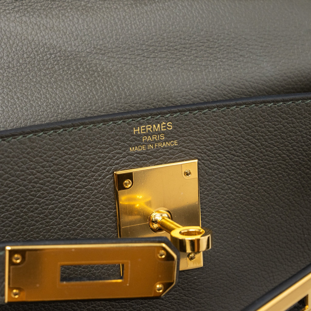 HERMES KELLY 28 EVERCOLOR VERT DE GRIS GHW