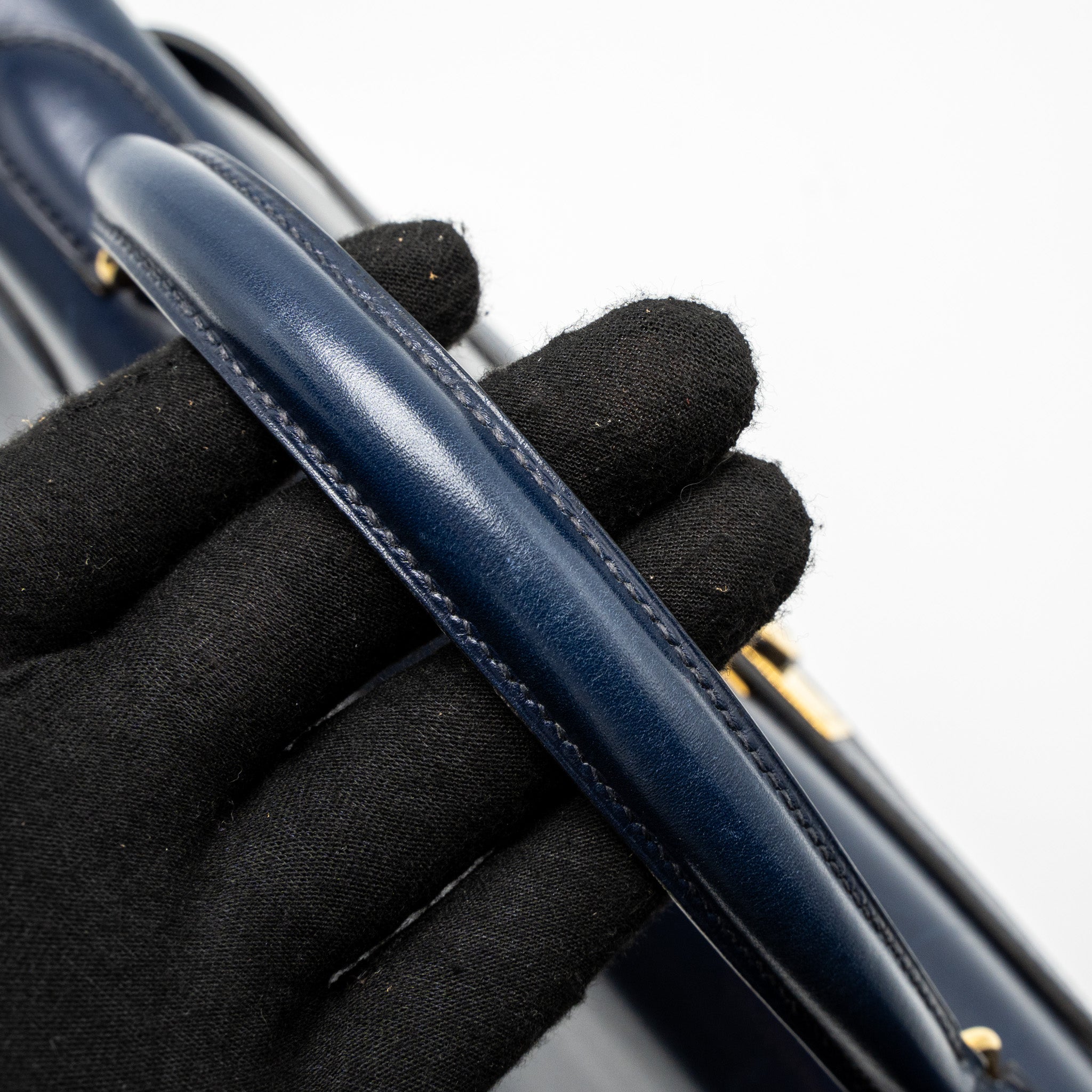 HERMES KELLY 32 BOX DARK BLUE GHW CIRCLE Z