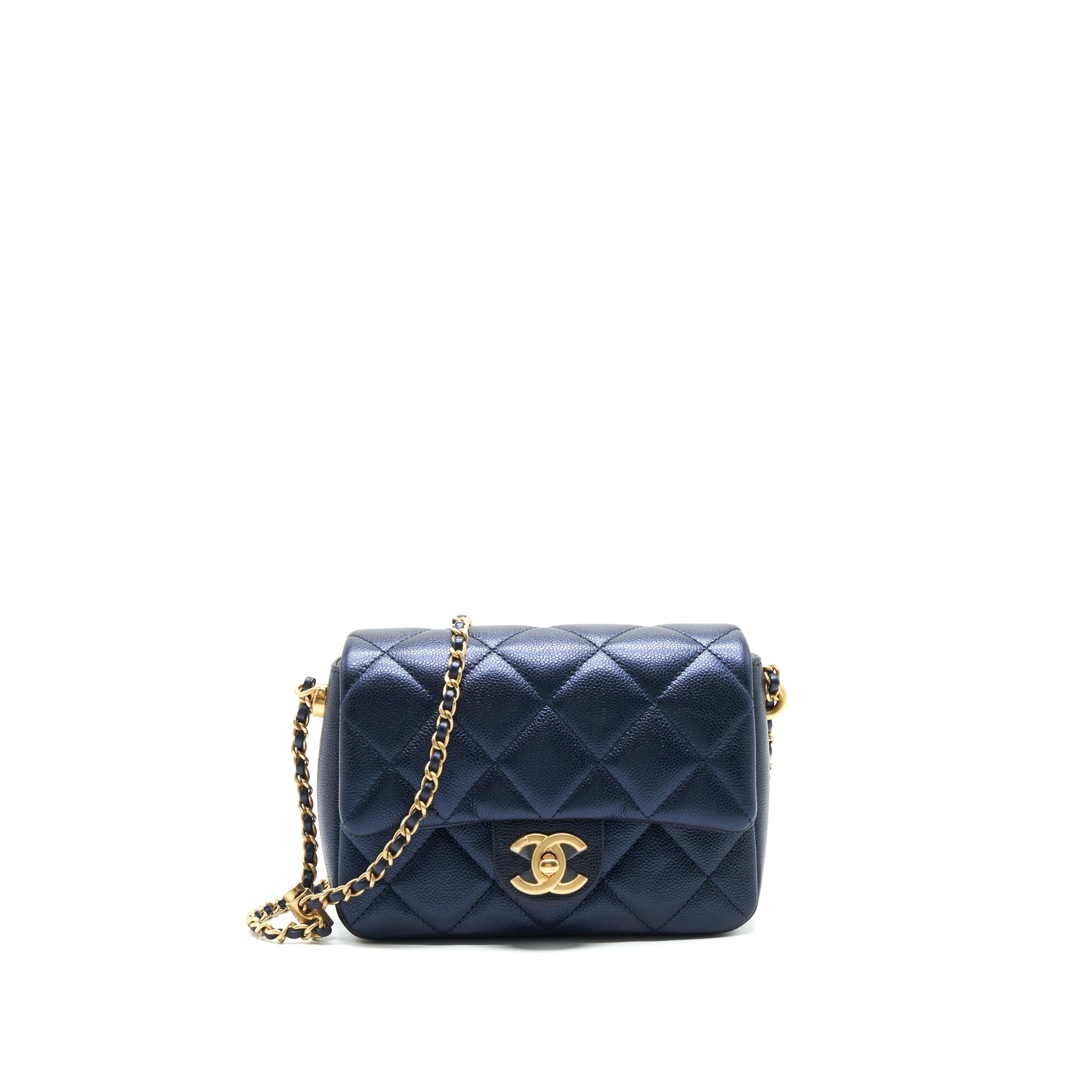 CHANEL 21K MY PERFECT MINI FLAP BAG CAVIAR BLACK GHW (MICROCHIP)