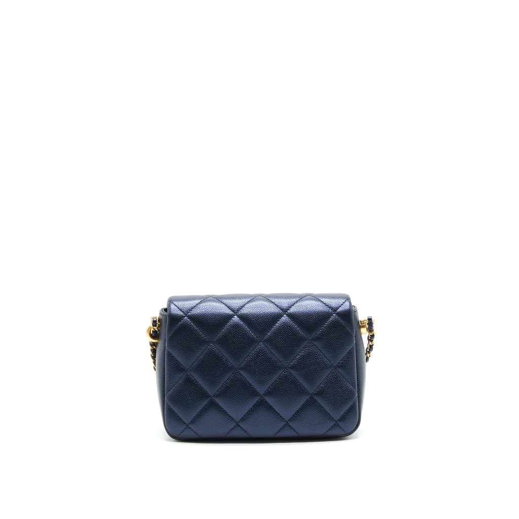 CHANEL 21K MY PERFECT MINI FLAP BAG CAVIAR BLACK GHW (MICROCHIP)