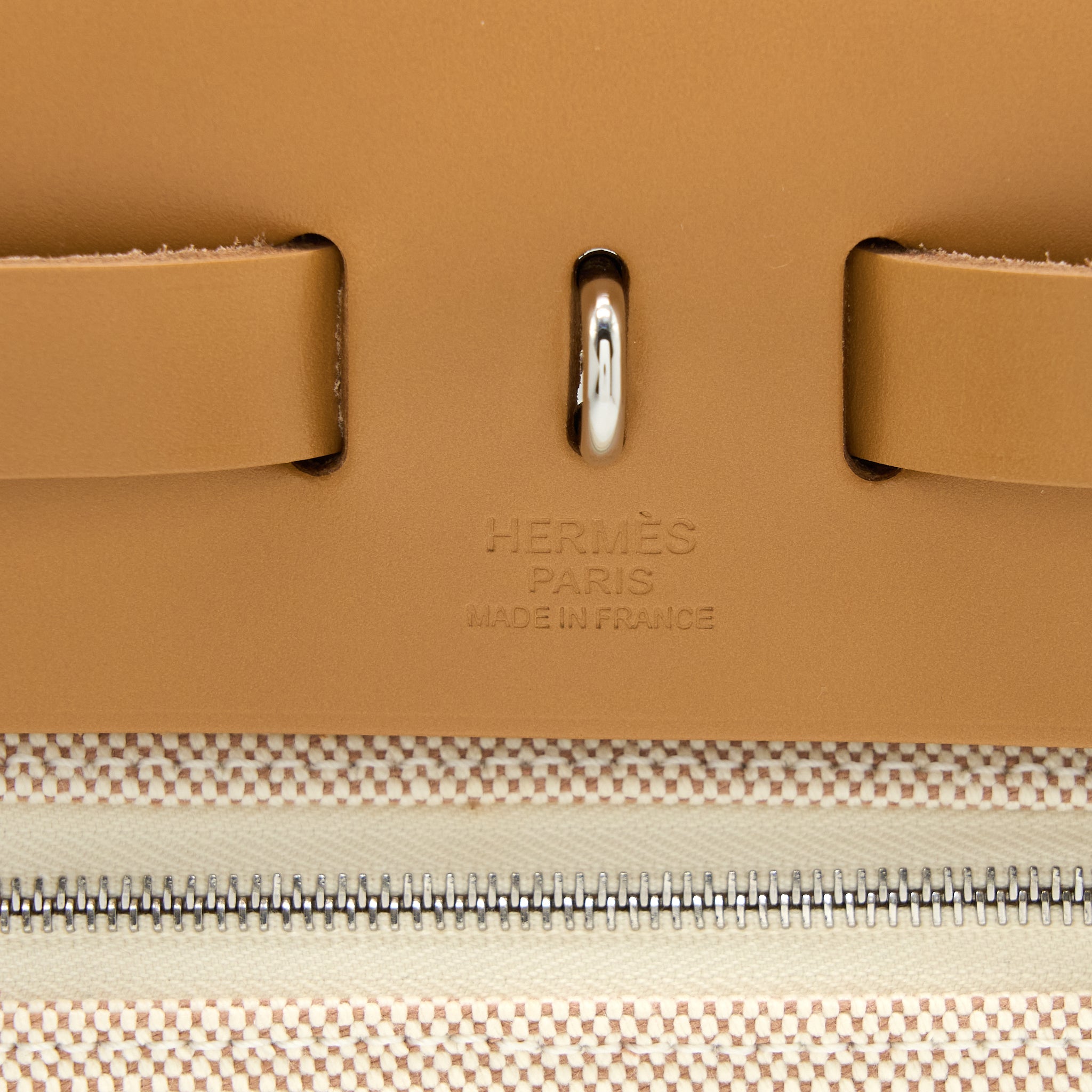 HERMES HERBAG ZIP 31 TOILE EN RELIEF CANVAS/LEATHER BRIDES SABLE/ECRU BEIGE/NAT SABLE SHW