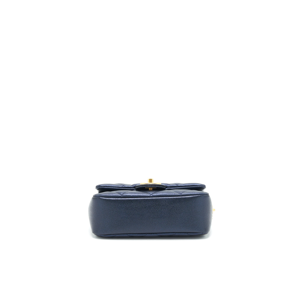CHANEL 21K MY PERFECT MINI FLAP BAG CAVIAR BLACK GHW (MICROCHIP)