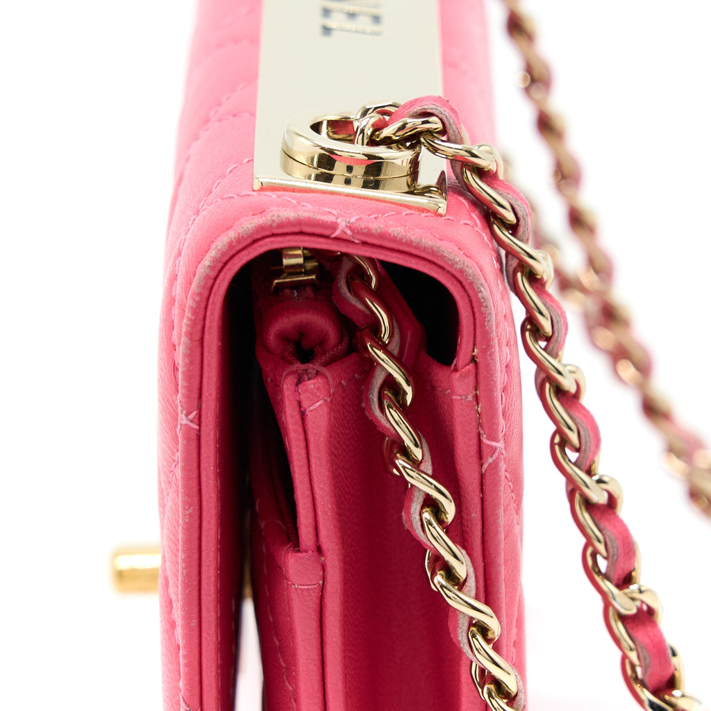 CHANEL TRENDY CC WALLET ON CHAIN LAMBSKIN PINK LGHW