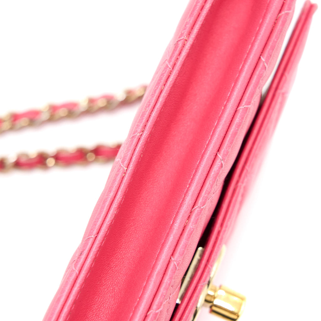 CHANEL TRENDY CC WALLET ON CHAIN LAMBSKIN PINK LGHW