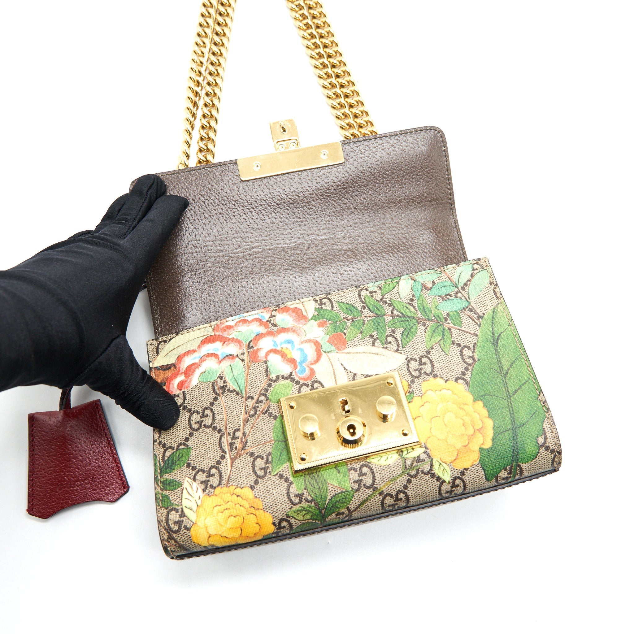 GUCCI SMALL PADLOCK BAG GG SUPREME WITH PATTERN GHW