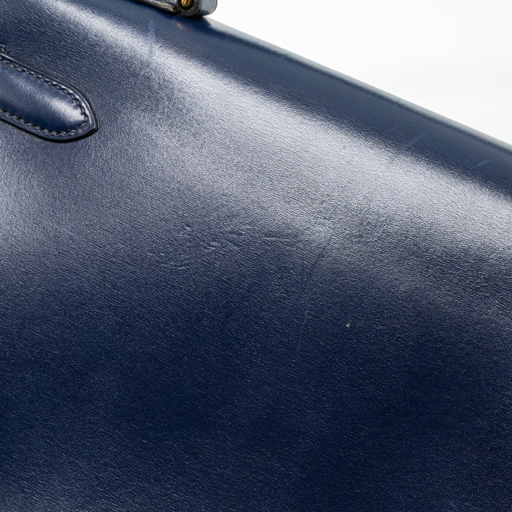 HERMES KELLY 32 BOX DARK BLUE GHW CIRCLE Z