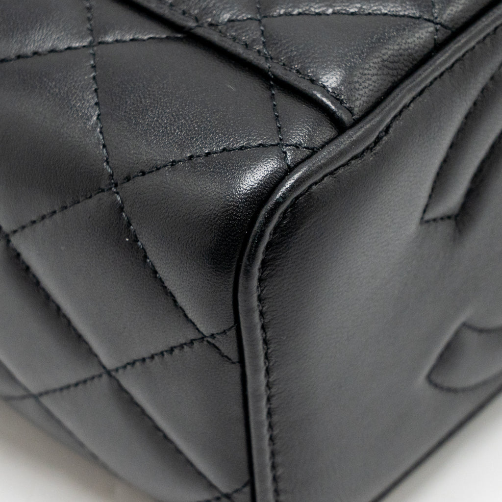 CHANEL PEARL CRUSH LONG VANITY CASE LAMBSKIN BLACK GHW (MICROCHIP)