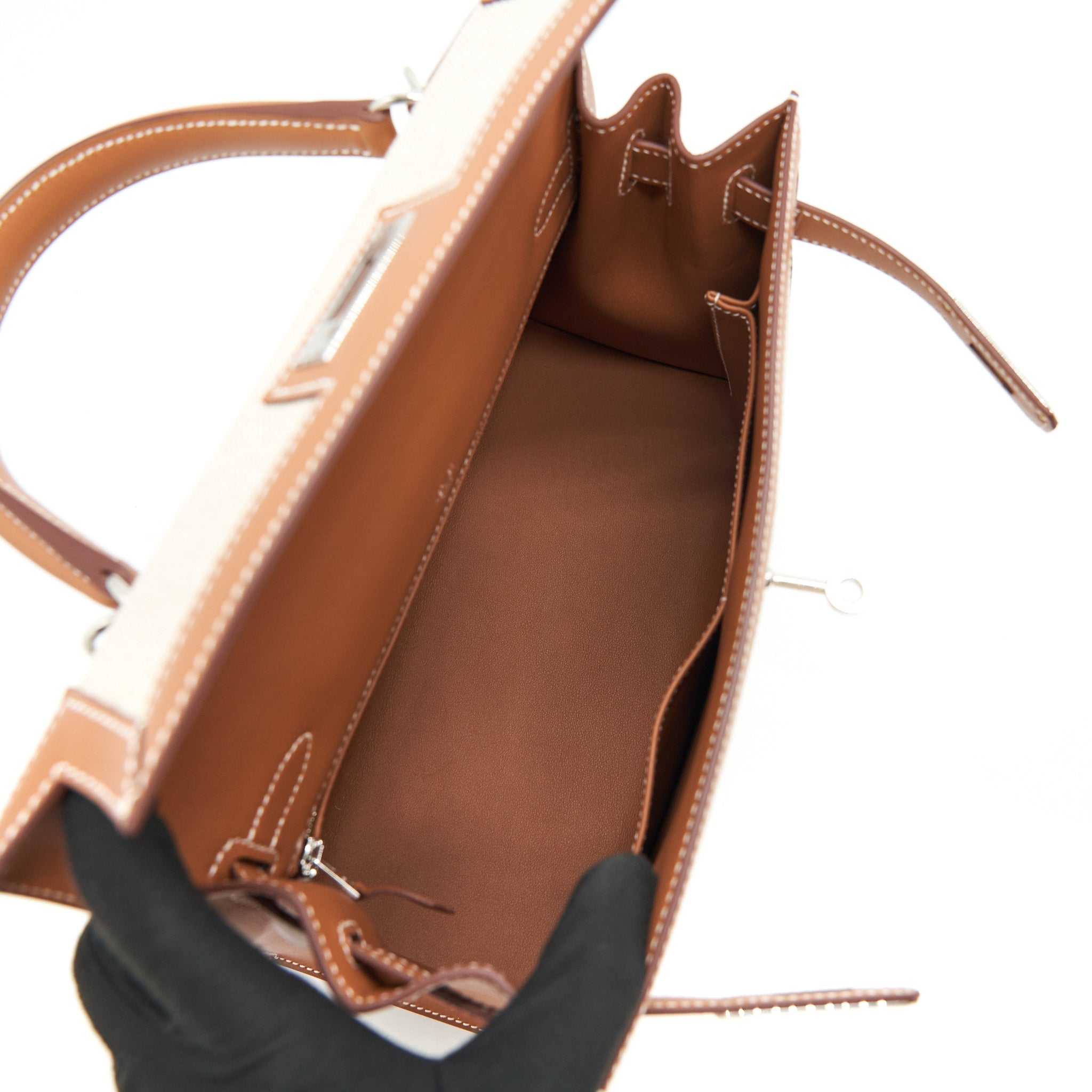 HERMES KELLY 28 TOILE H GOLD / BEIGE SHW