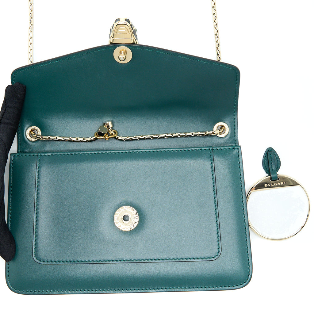 BVLGARI SERPENTI FOREVER CHAIN BAG CALFSKIN GREEN LGHW