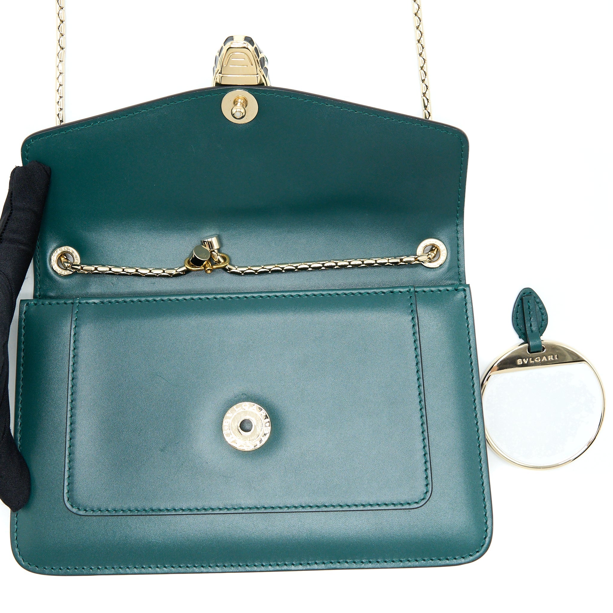 BVLGARI SERPENTI FOREVER CHAIN BAG CALFSKIN GREEN LGHW