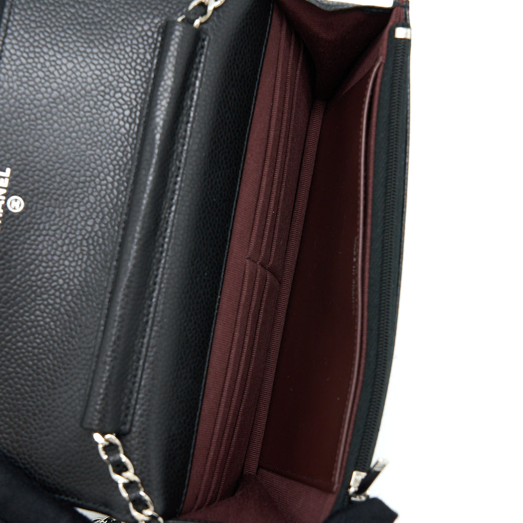 CHANEL CLASSIC WALLET ON CHAIN CAVIAR BLACK SHW (MICROCHIP)