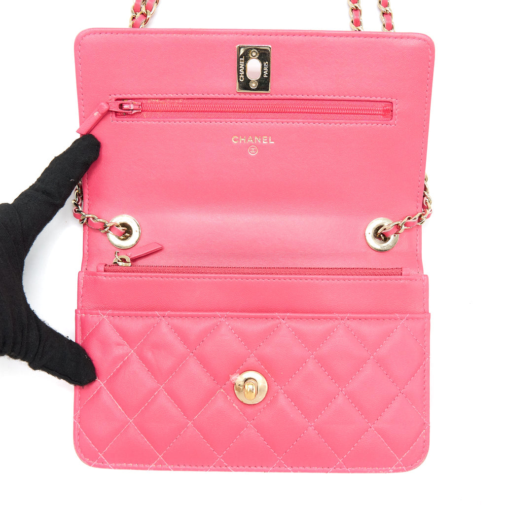 CHANEL TRENDY CC WALLET ON CHAIN LAMBSKIN PINK LGHW