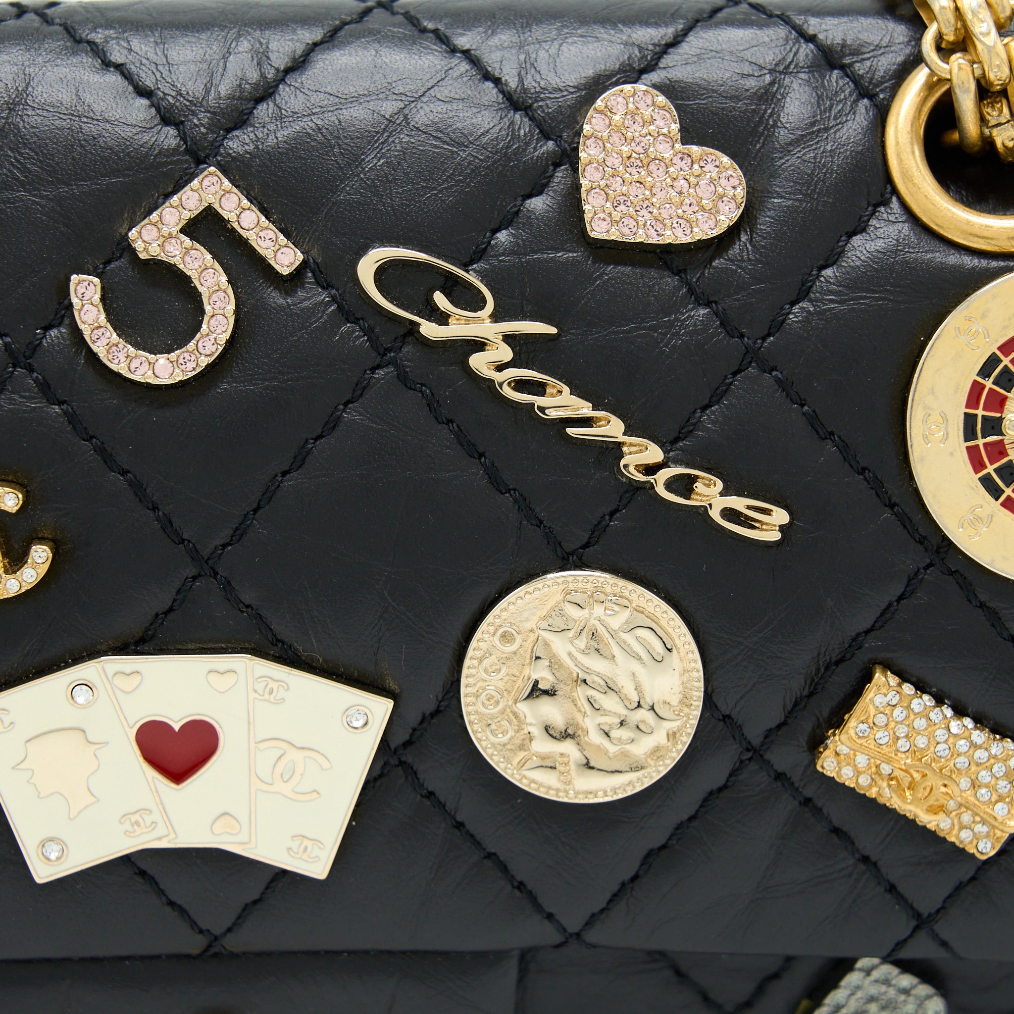 CHANEL MINI 2.55 REISSUE FLAP BAG LUCKY CHARMS CASINO LIMITED AGED CALFSKIN WITH GHW