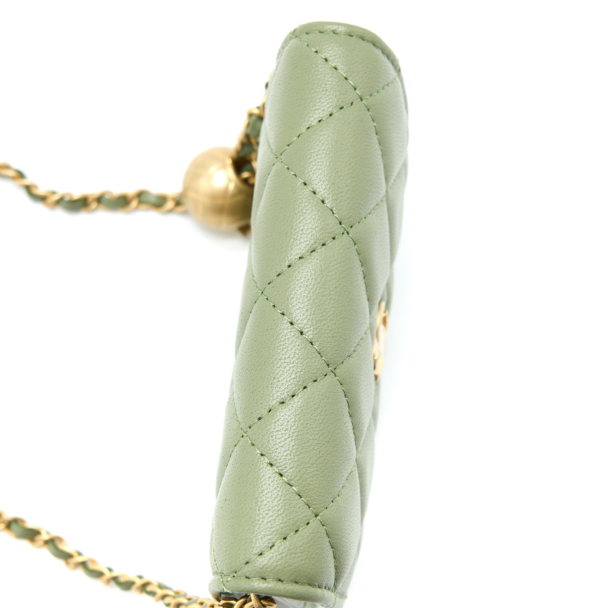 CHANEL PEARL CRUSH MINI FLAP BAG LAMBSKIN GREEN GHW