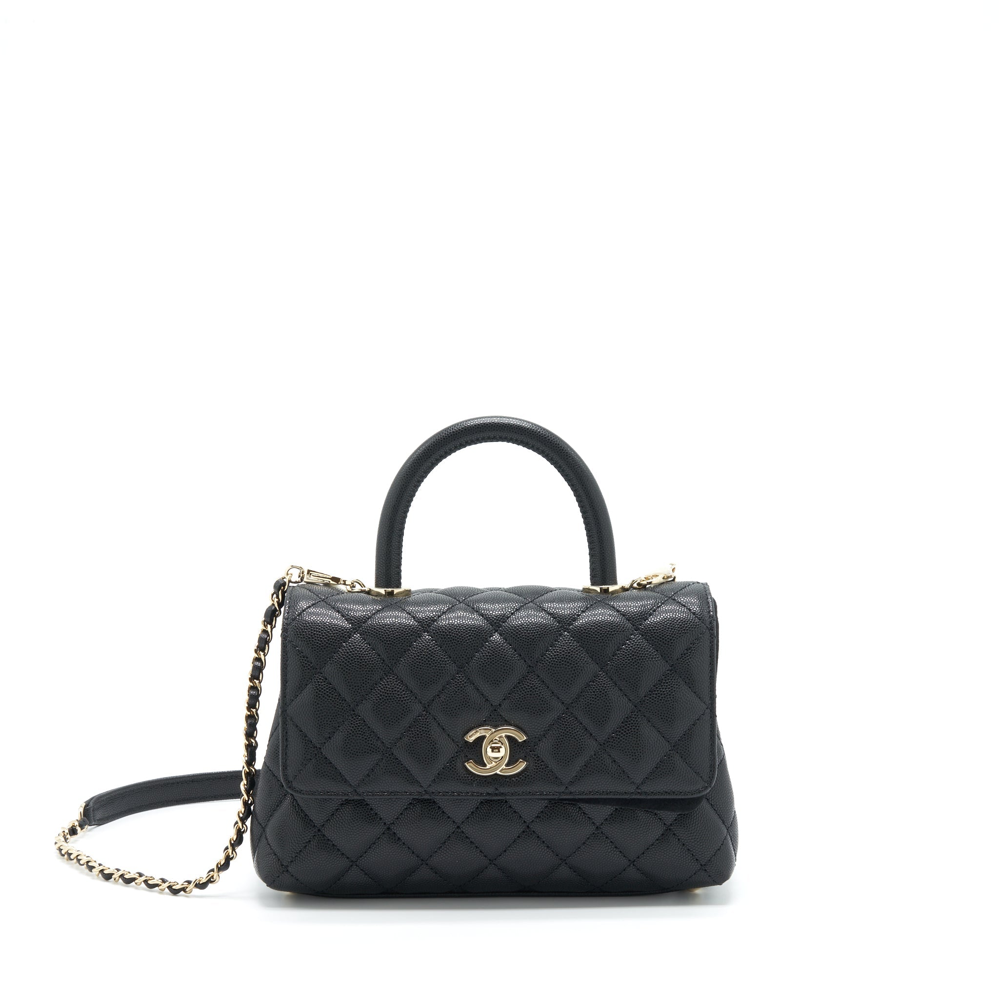 CHANEL 22P SMALL COCO HANDLE CAVIAR BLACK LGHW (MICROCHIP)