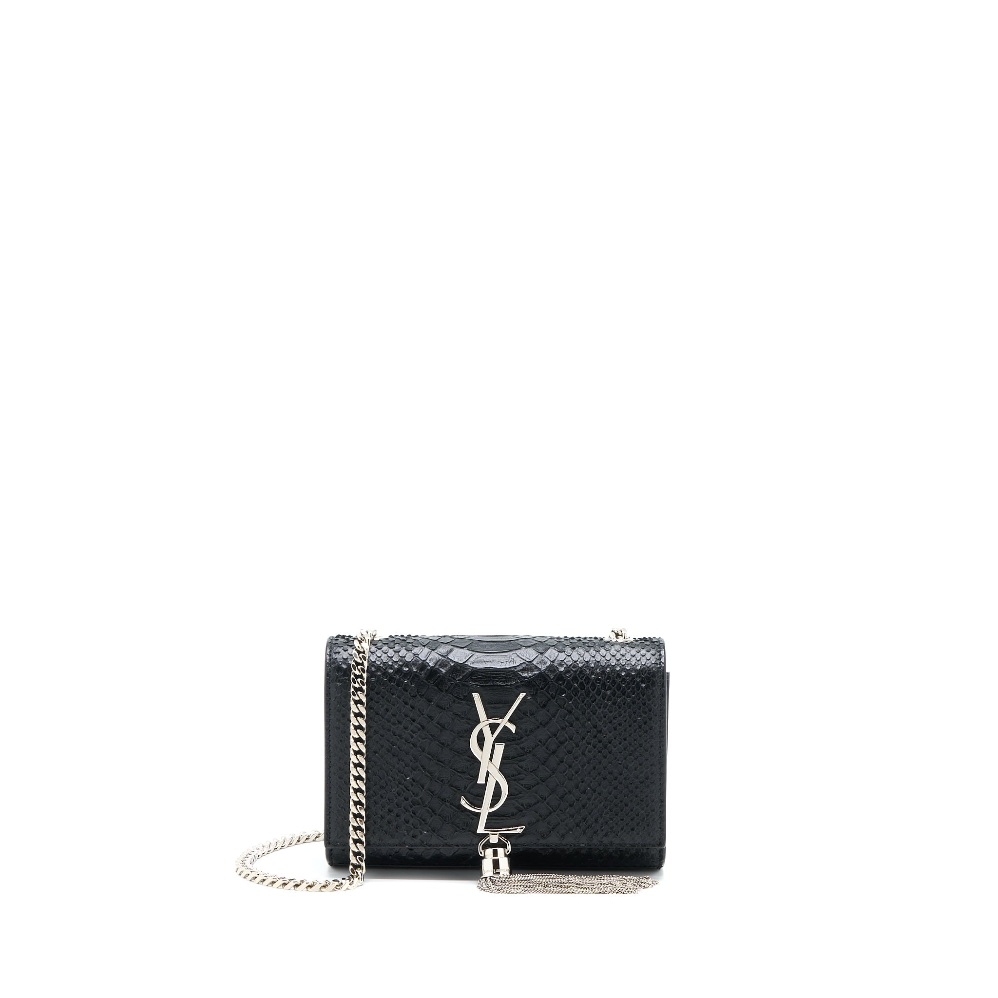 SAINT LAURENT SMALL KATE PYTHON EMBOSSED CALFSKIN BLACK SHW