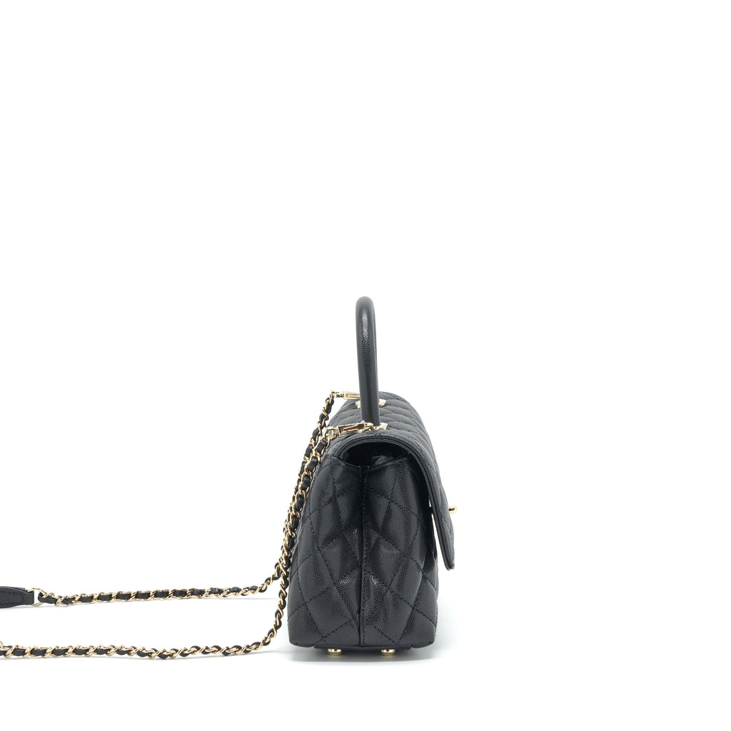 CHANEL 22P SMALL COCO HANDLE CAVIAR BLACK LGHW (MICROCHIP)