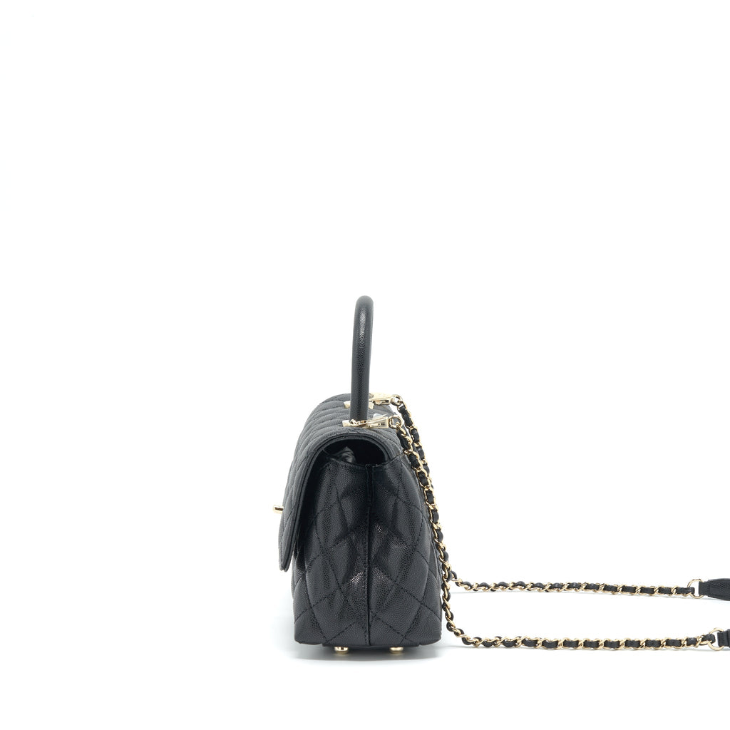 CHANEL 22P SMALL COCO HANDLE CAVIAR BLACK LGHW (MICROCHIP)
