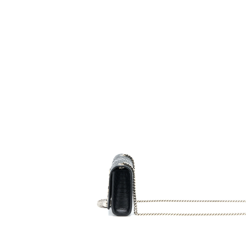 SAINT LAURENT SMALL KATE PYTHON EMBOSSED CALFSKIN BLACK SHW