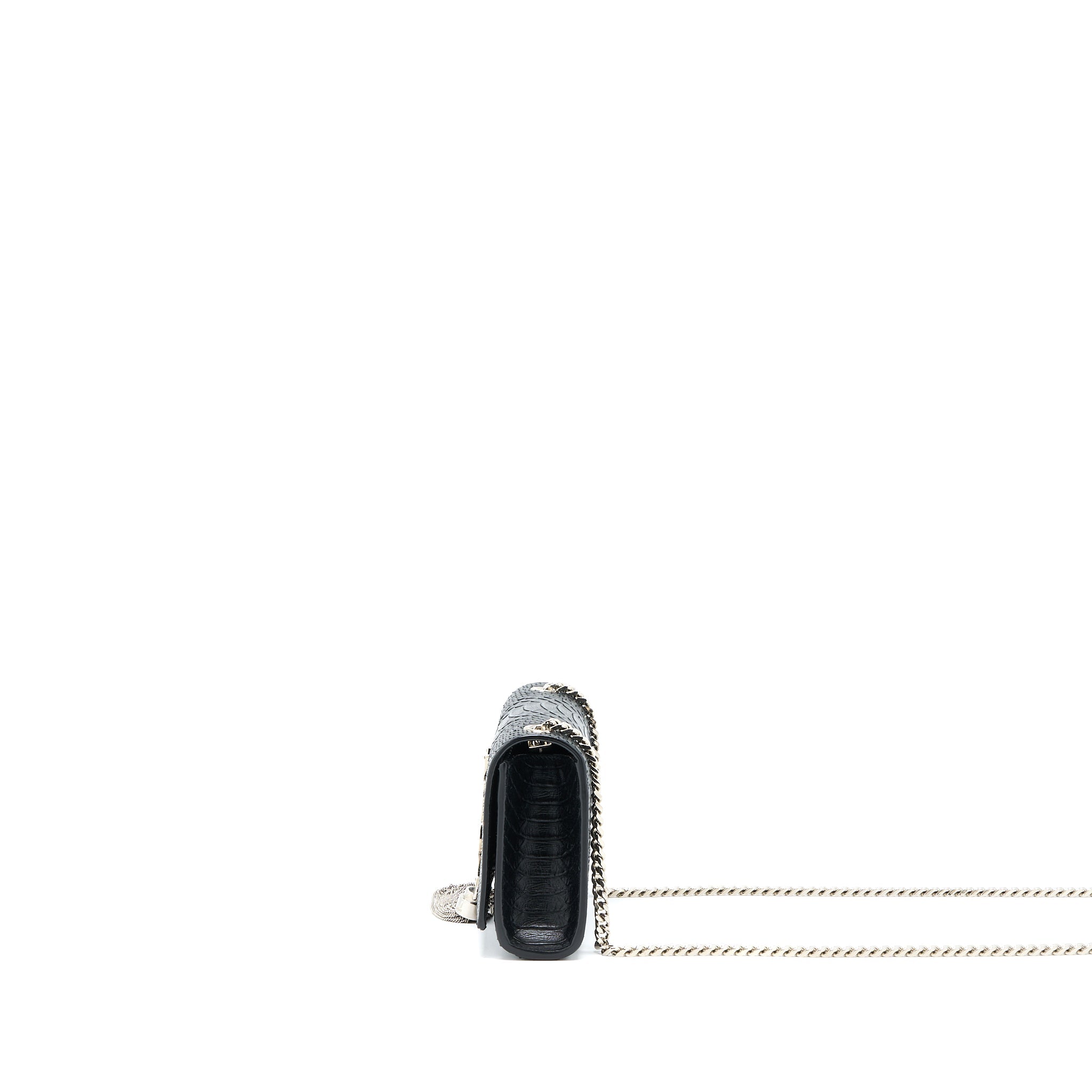 SAINT LAURENT SMALL KATE PYTHON EMBOSSED CALFSKIN BLACK SHW