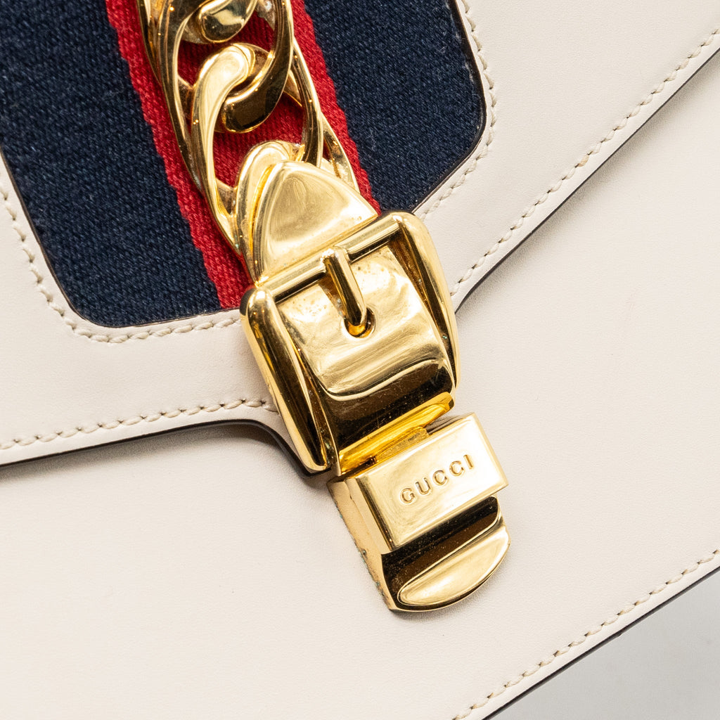 GUCCI MEDIUM SYLVIE BAG CALFSKIN WHITE GHW