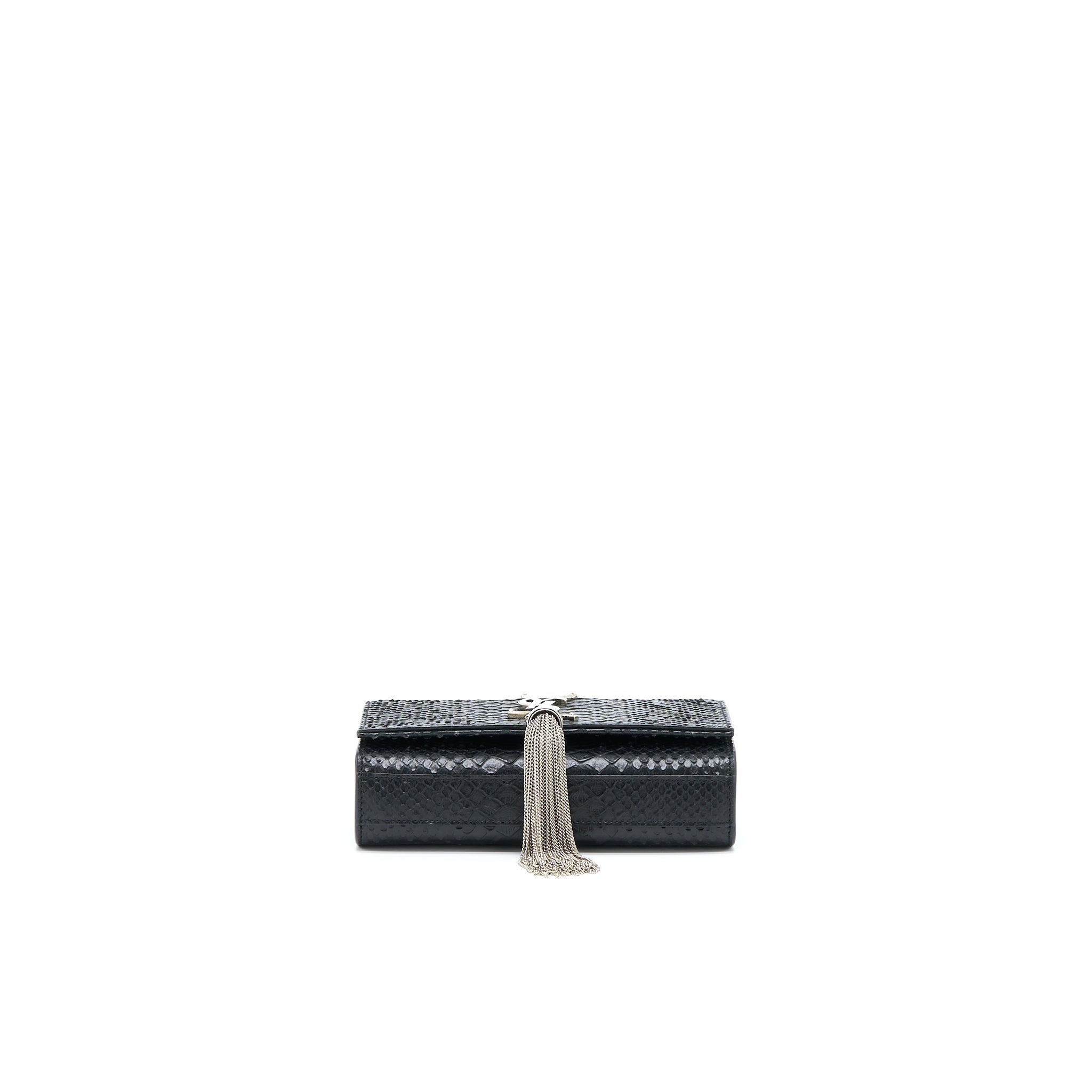 SAINT LAURENT SMALL KATE PYTHON EMBOSSED CALFSKIN BLACK SHW