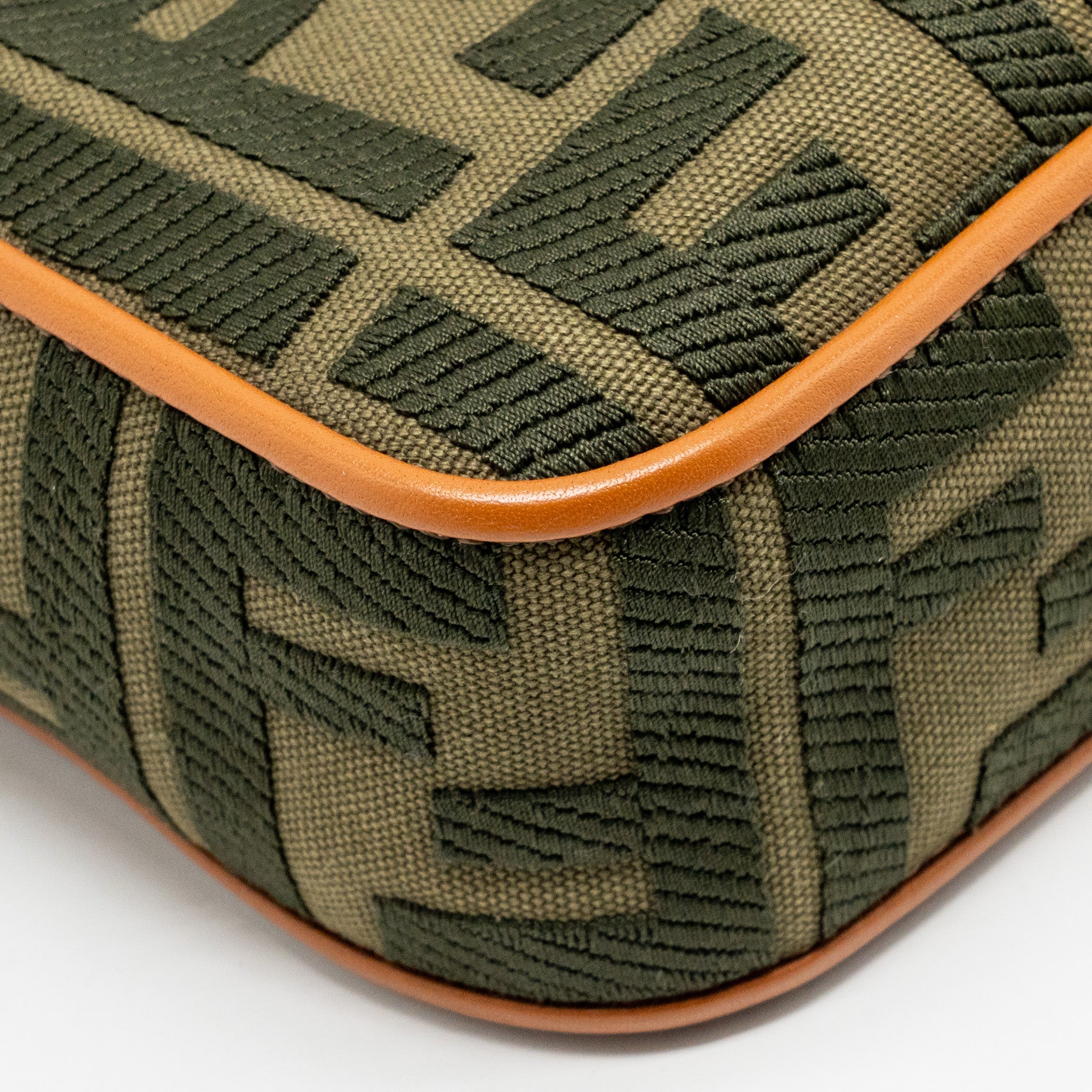 FENDI BAGUETTE SHOULDER BAG DENIM KHAKI GREEN GHW