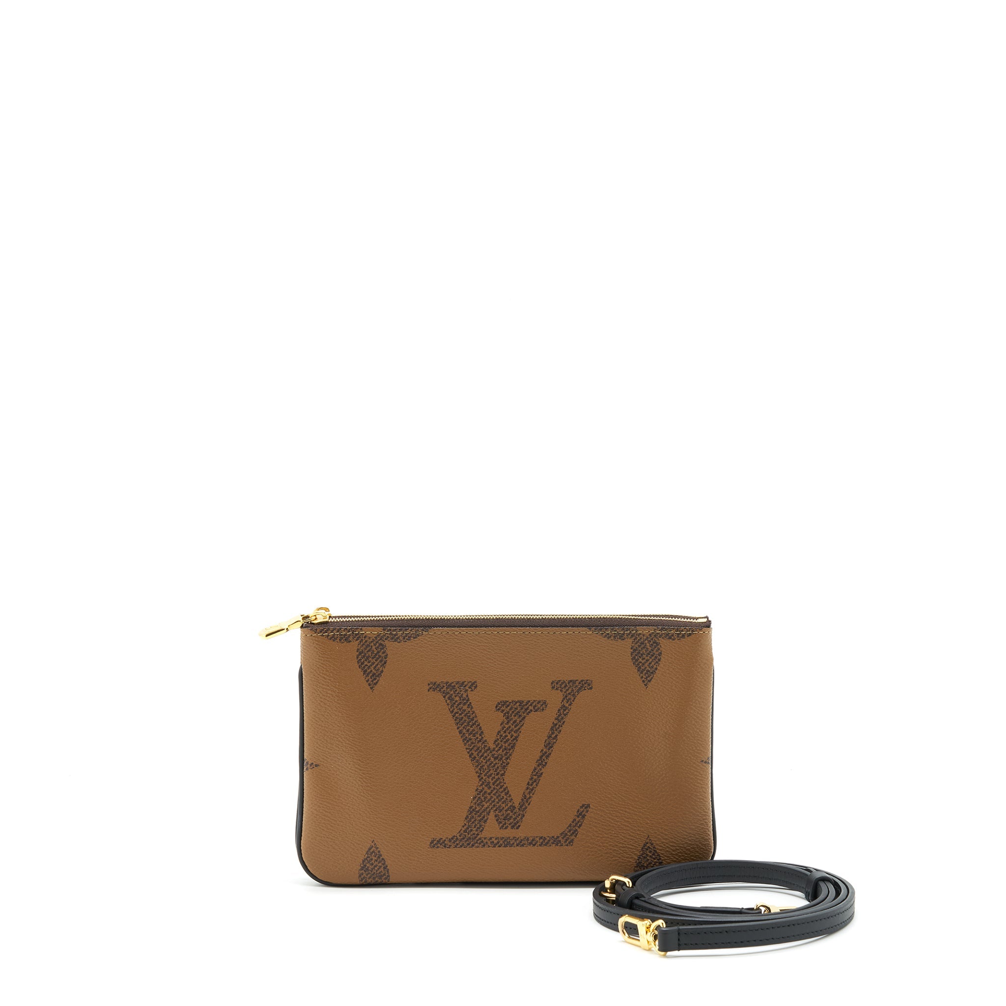 LOUIS VUITTON DOUBLE ZIP POCHETTE MONOGRAM GHW