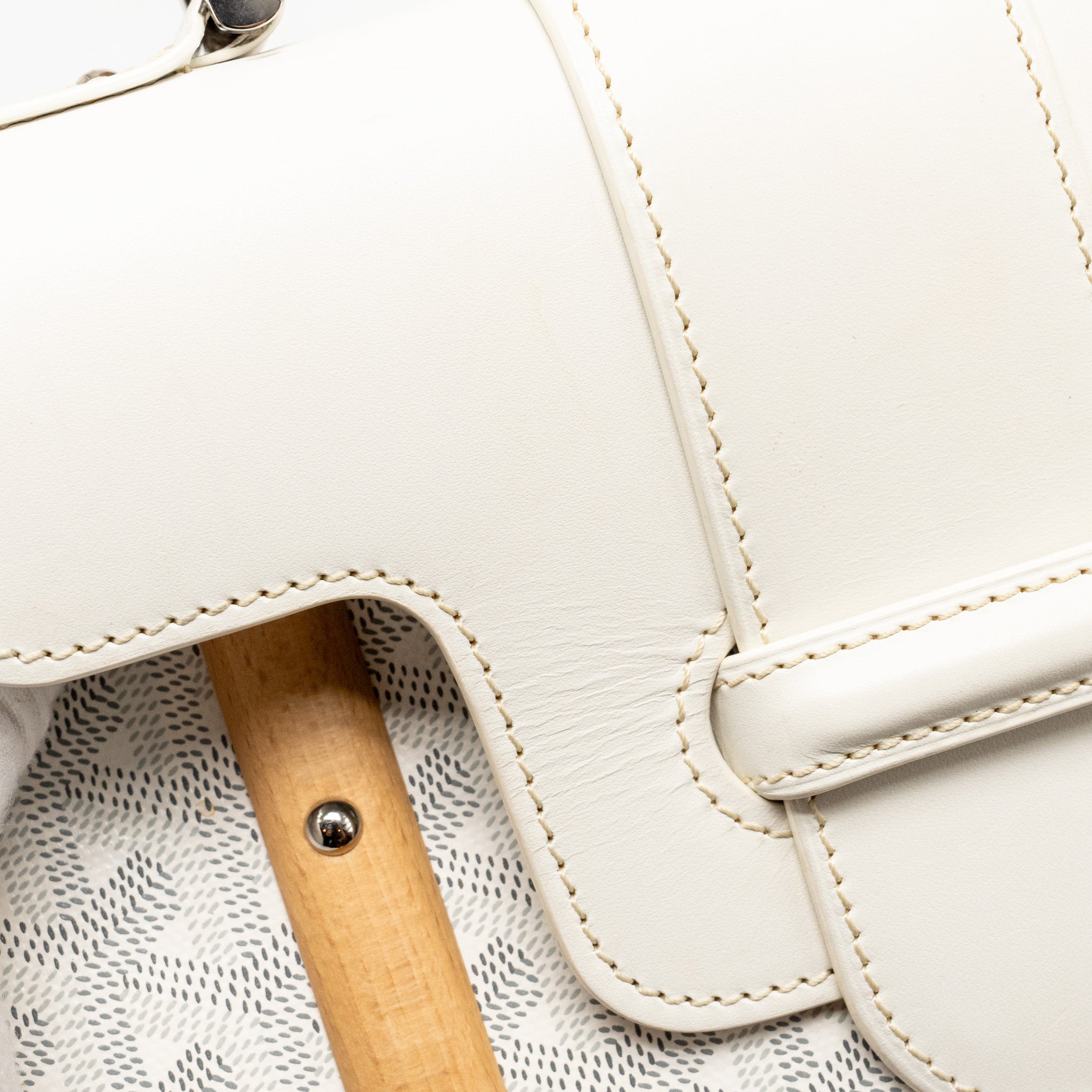 GOYARD STRUCTURED SAIGON PM CALFSKIN / CANVAS WHITE SHW
