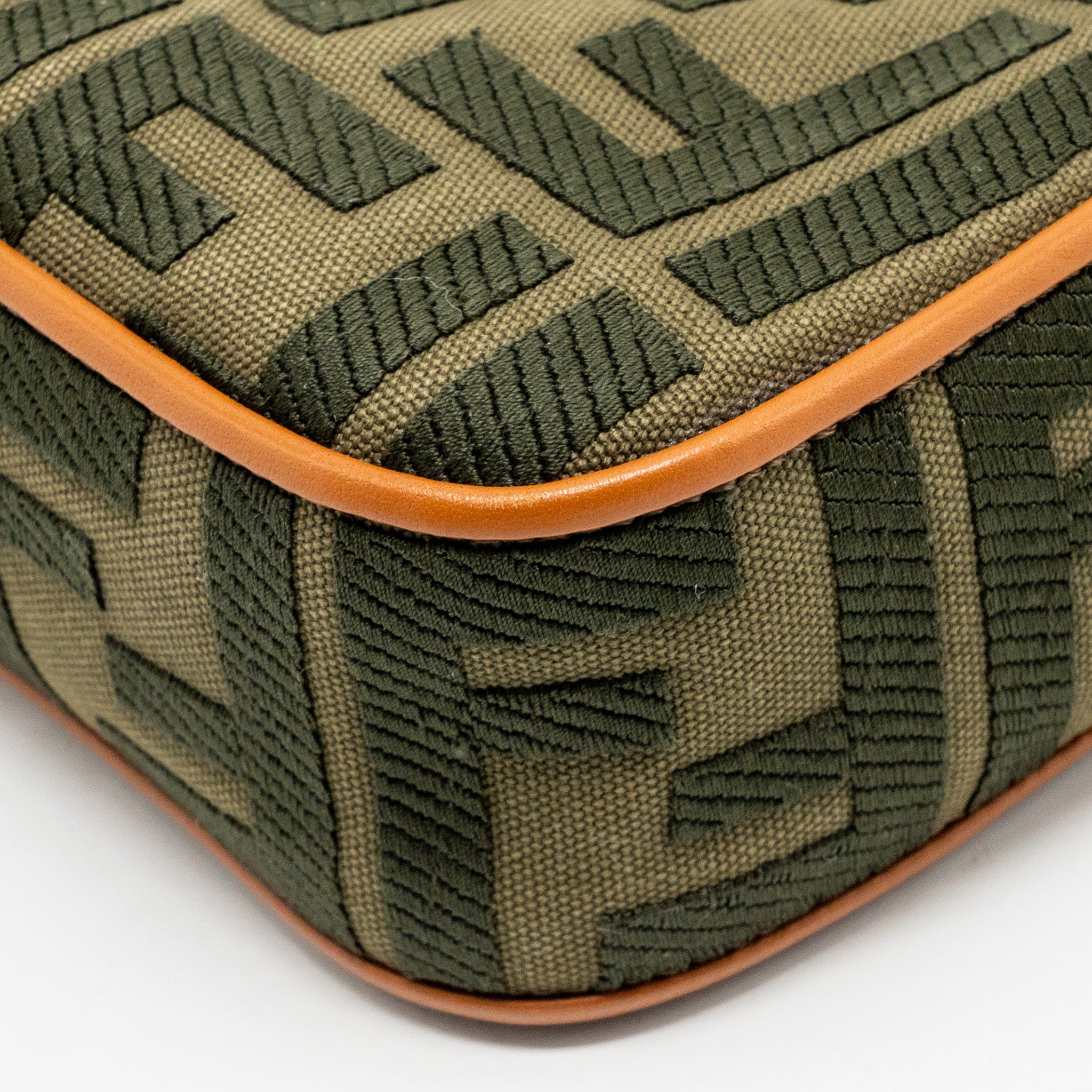 FENDI BAGUETTE SHOULDER BAG DENIM KHAKI GREEN GHW