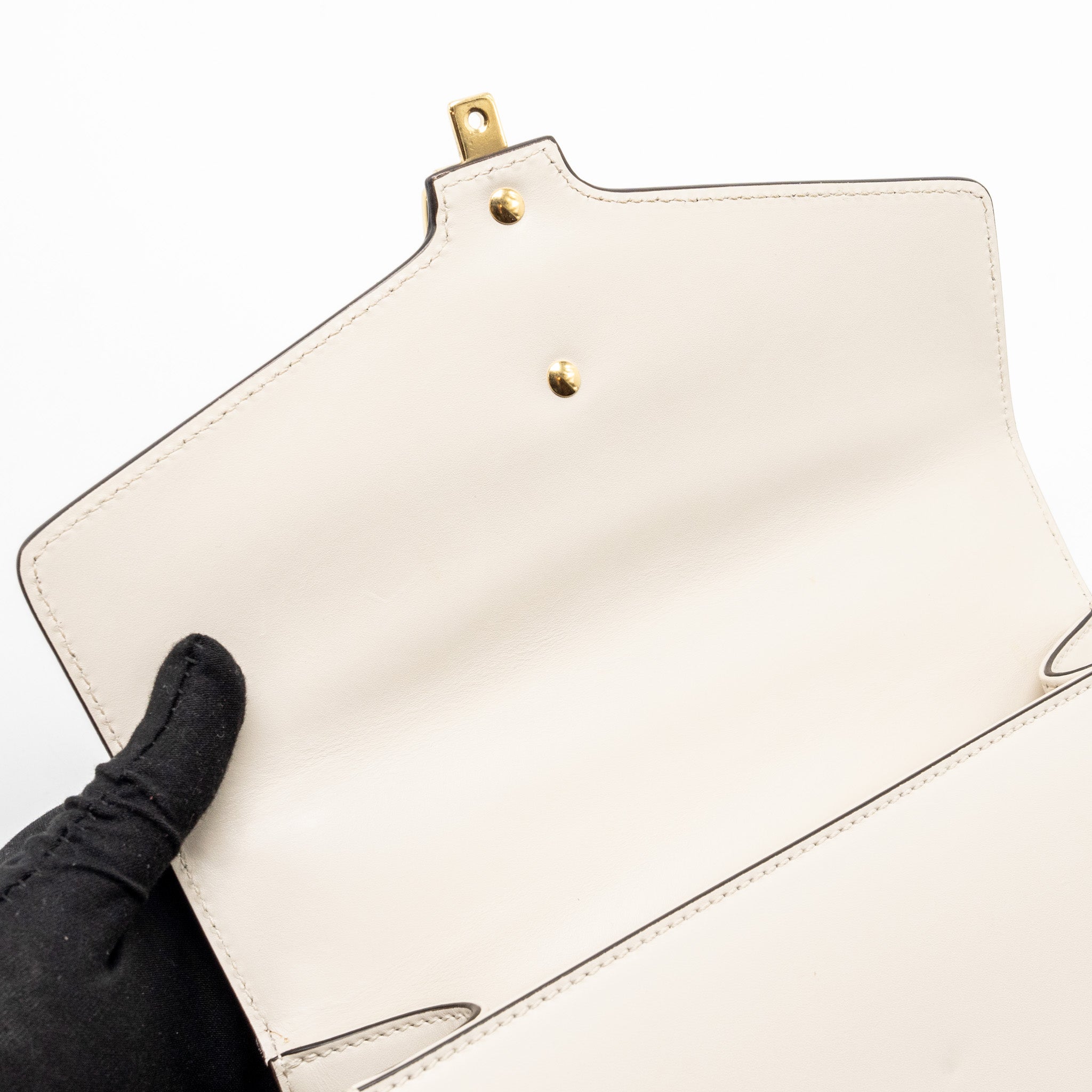 GUCCI MEDIUM SYLVIE BAG CALFSKIN WHITE GHW