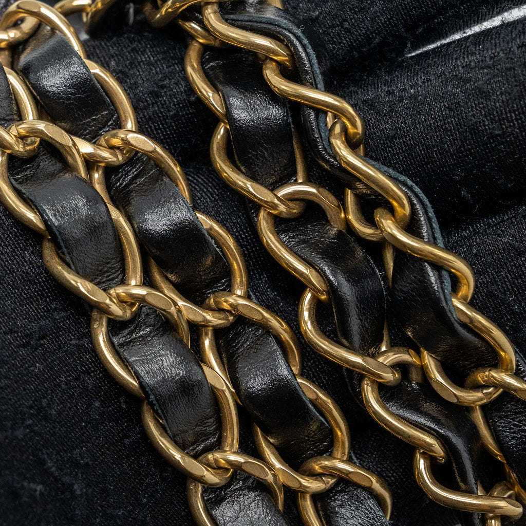 CHANEL SMALL 22 BAG GOLD LETTER SHINY  CALFSKIN BLACK BRUSHED GHW (MICROCHIP)