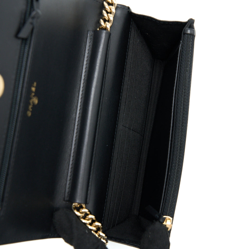 CHANEL BOY WALLET ON CHAIN CAVIAR BLACK LGHW