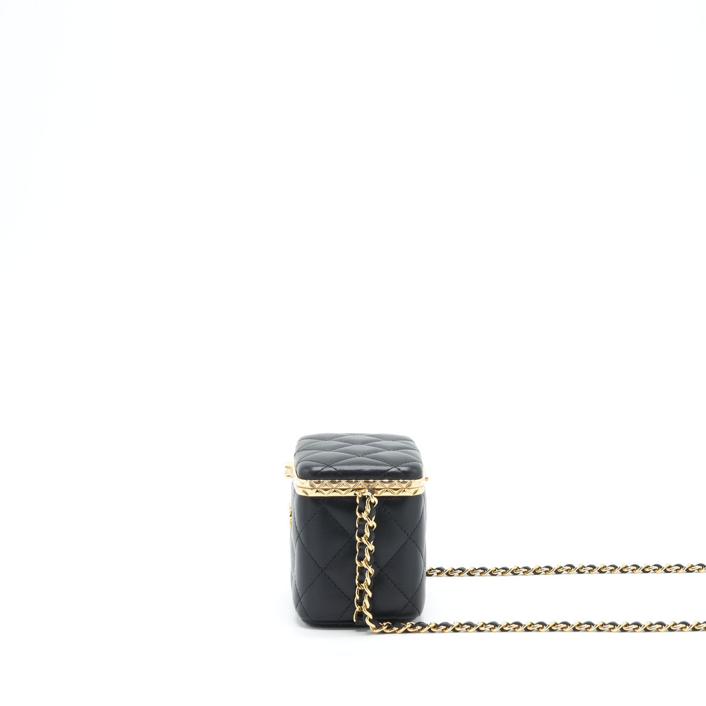 CHANEL 22S SMALL CLIC FLAP VANITY WITH CHAIN LAMBSKIN BLACK LGHW