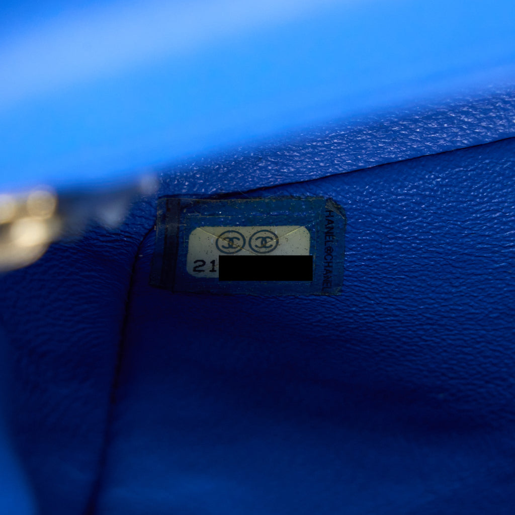 CHANEL MINI RECTANGULAR FLAP BAG LAMBSKIN BLUE LGHW