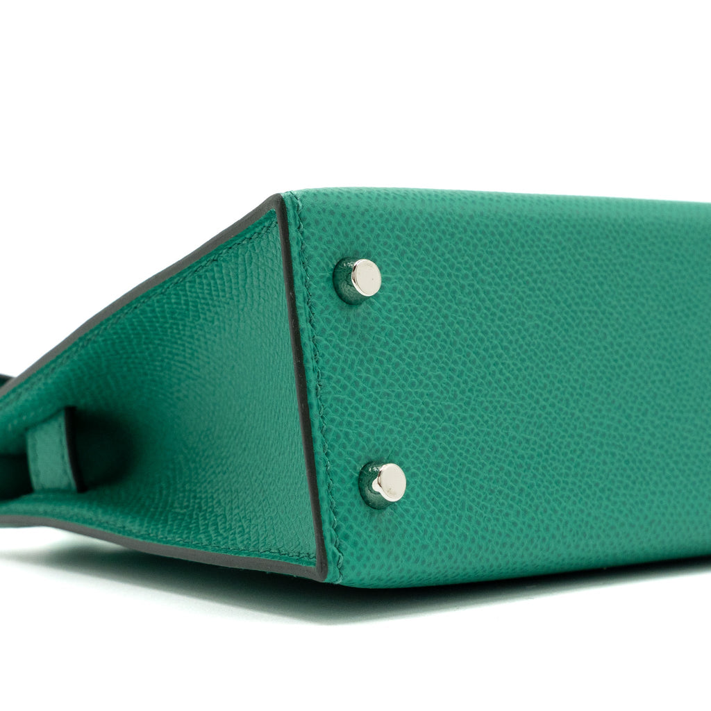 HERMES MINI KELLY EPSOM WOOLY STRAP VERT JADE/ BLUE PARADIS-SAPHIR SHW