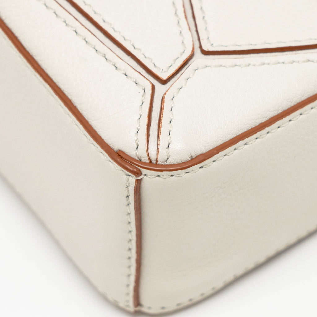 LOEWE NANO PUZZLE BAG CALFSKIN WHITE SHW