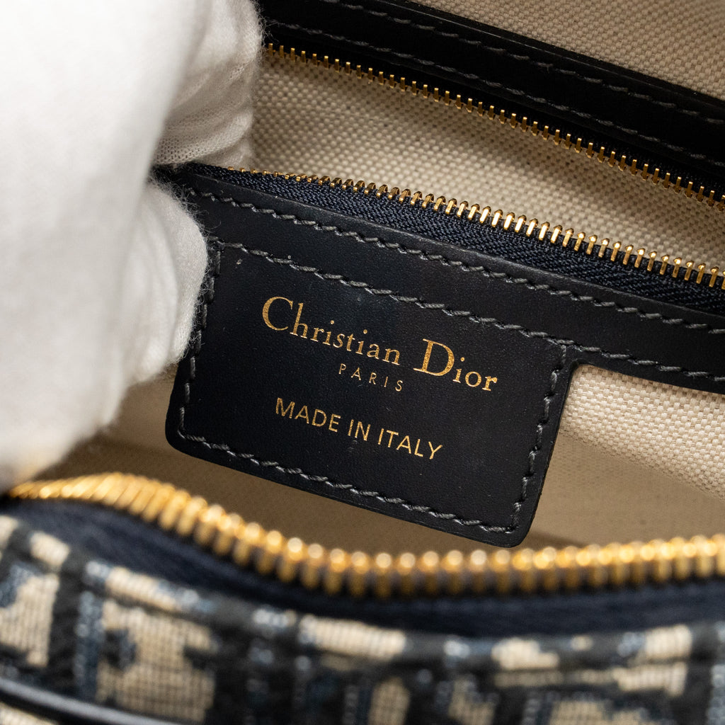 DIOR MEDIUM BOWLING BAG DIOR OBLIQUE CANVAS BLUE GHW
