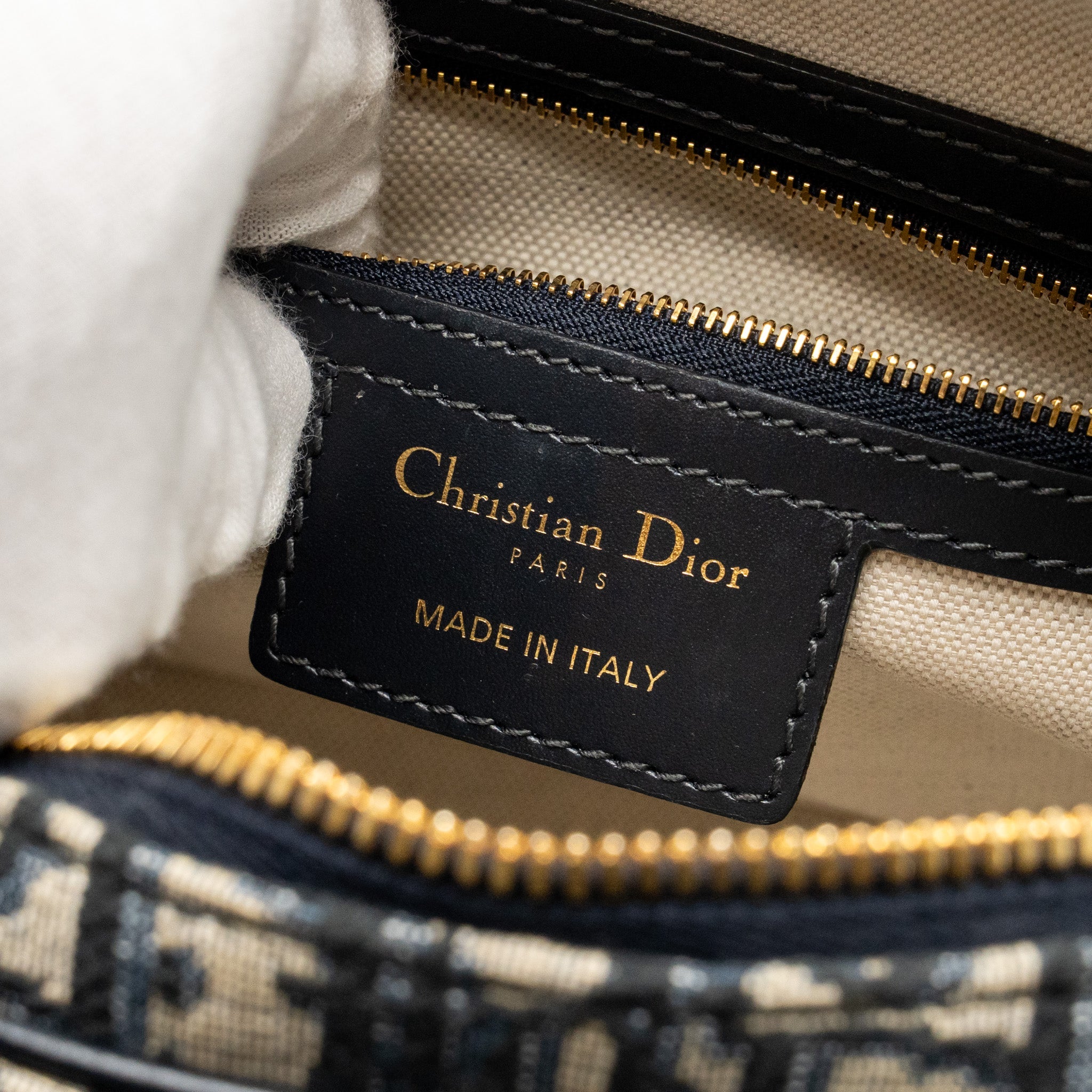 DIOR MEDIUM BOWLING BAG DIOR OBLIQUE CANVAS BLUE GHW