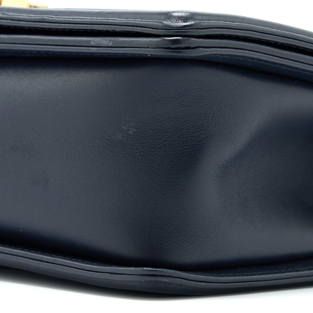 CHANEL MEDIUM BOY BAG CALFSKIN NAVY LGHW