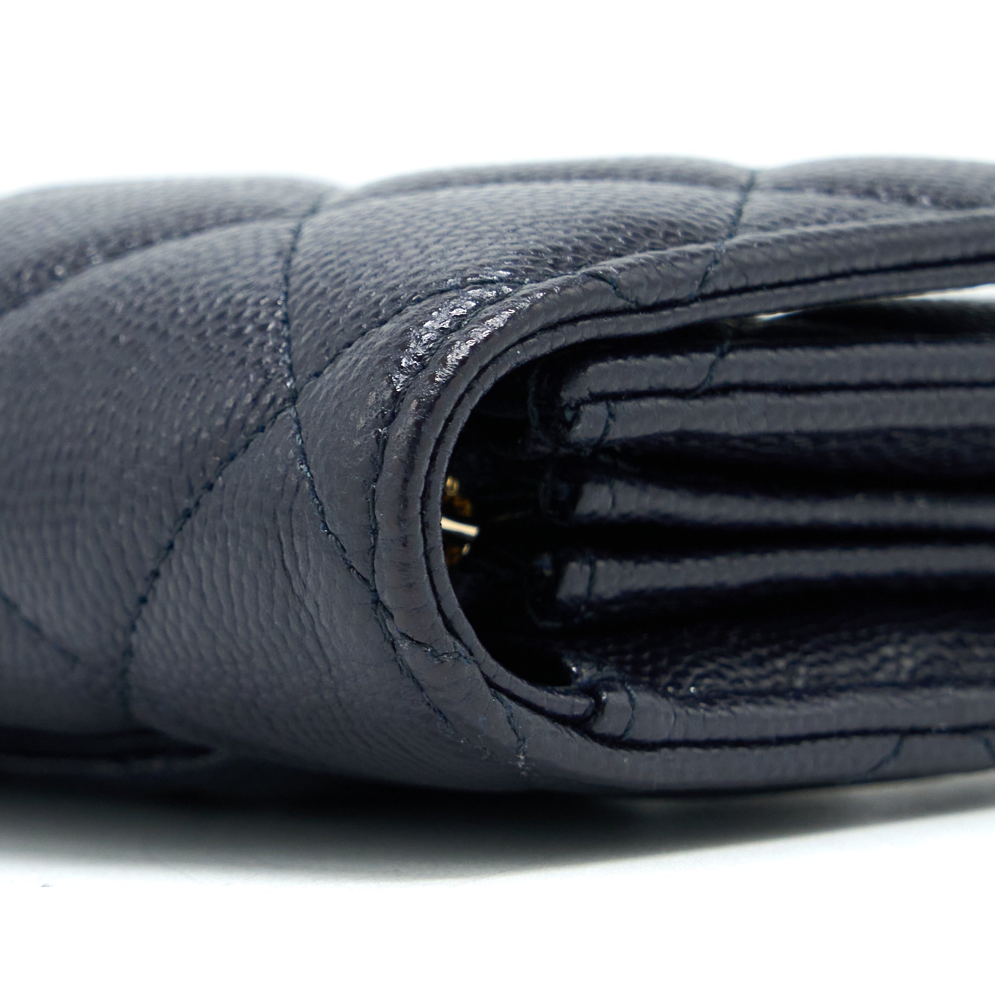 CHANEL CLASSIC FLAP LONG WALLET CAVIAR DARK BLUE LGHW