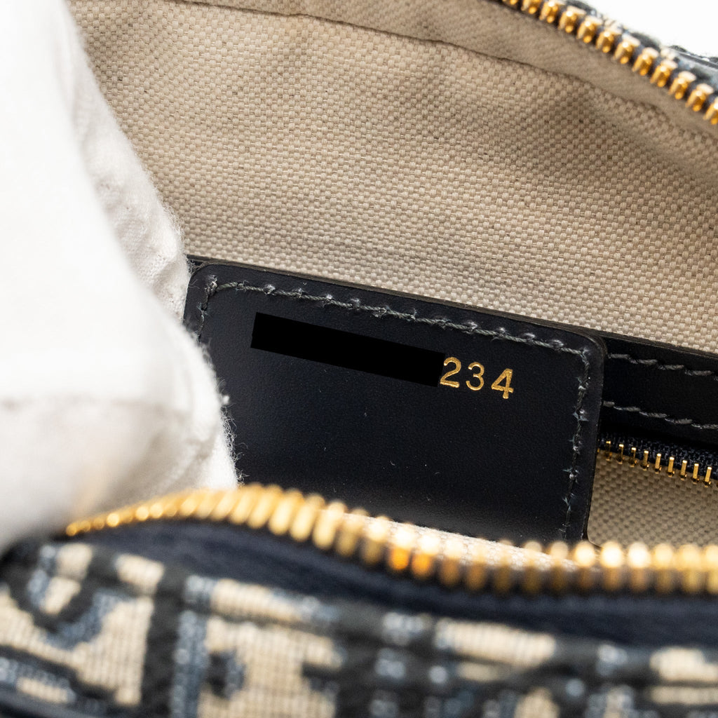 DIOR MEDIUM BOWLING BAG DIOR OBLIQUE CANVAS BLUE GHW