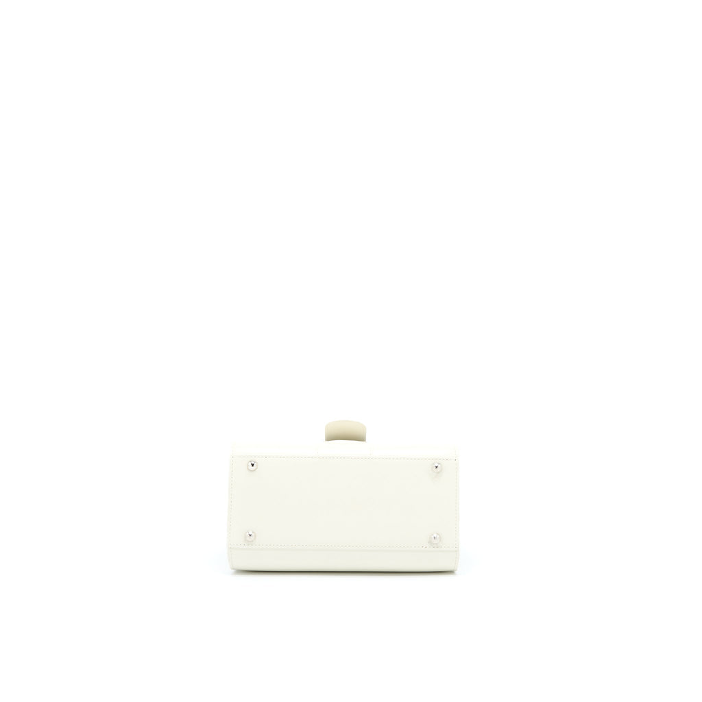 DELVAUX MINI BRILLIANT HANDBAG CALFSKIN WHITE WITH WHITE/SILVER HARDWARE