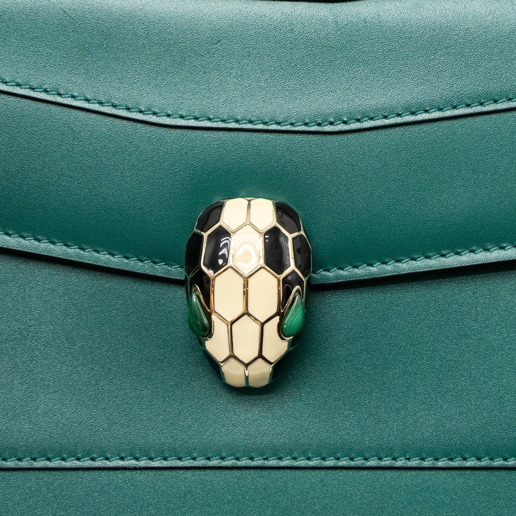 BVLGARI SERPENTI FOREVER SHOULDER BAG CALFSKIN GREEN LGHW